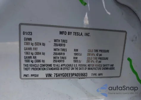 2023 Tesla Model Y Awd/Long Range Dual Motor All-Wheel Drive from USA, damaged, VIN 7SAYGDEE9PA059683